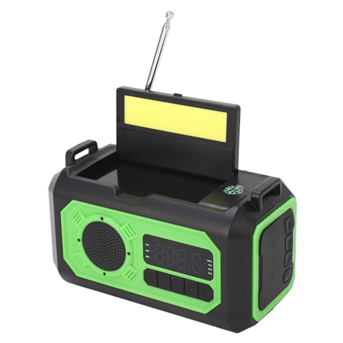 Handkurbel-Wetterradio, 7-in-1, 12000 MAh, Notfallradio, Solar, mit Taschenlampe, Leselampe, Wiederaufladbare Powerbank, SOS-Alarm von Yusat