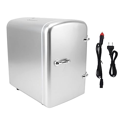 Yusat Mini-Kühlschrank, 36 W, 4 L, 6 Dosen Fassungsvermögen, Tragbarer Reise-Auto-Kühlschrank, Kühler und Wärmer, Geräuscharm, mit DC12-V-Auto-Adapter (Silber) von Yusat