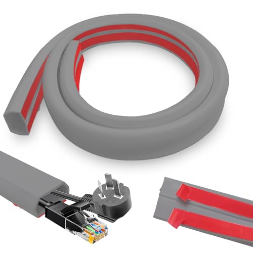 Kabelkanal Boden 25mm x 14mm, 2 Meter Kabelbrücke Boden Selbstklebend, Flexibler PVC Bodenkabelschutz, Kabelabdeckung zum Verstecken eines Netzkabels, Lautsprecher- oder TV-Kabel, Grau Kabelkanal Boden 25mm x 14mm, 2 Meter Kabelbrücke Boden Selbstklebend, Flexibler PVC Bodenkabelschutz, Kabelabdeckung zum Verstecken eines Netzkabels, Lautsprecher- oder TV-Kabel, Grau von YushengTai