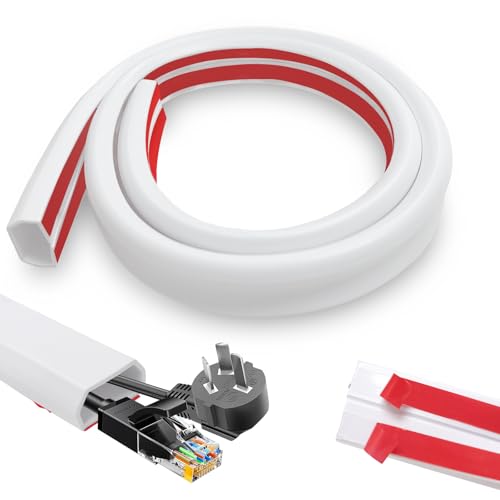 Kabelkanal Boden 25mm x 14mm, 2 Meter Kabelbrücke Boden Selbstklebend, Flexibler PVC Bodenkabelschutz, Kabelabdeckung zum Verstecken eines Netzkabels, Lautsprecher- oder TV-Kabel, Weiß Kabelkanal Boden 25mm x 14mm, 2 Meter Kabelbrücke Boden Selbstklebend, Flexibler PVC Bodenkabelschutz, Kabelabdeckung zum Verstecken eines Netzkabels, Lautsprecher- oder TV-Kabel, Weiß von YushengTai