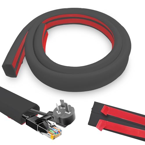 Kabelkanal Boden 25mm x 14mm, 3 Meter Kabelbrücke Boden Selbstklebend, Flexibler PVC Bodenkabelschutz, Kabelabdeckung zum Verstecken eines Netzkabels, Lautsprecher- oder TV-Kabel, Schwarz Kabelkanal Boden 25mm x 14mm, 3 Meter Kabelbrücke Boden Selbstklebend, Flexibler PVC Bodenkabelschutz, Kabelabdeckung zum Verstecken eines Netzkabels, Lautsprecher- oder TV-Kabel, Schwarz von YushengTai