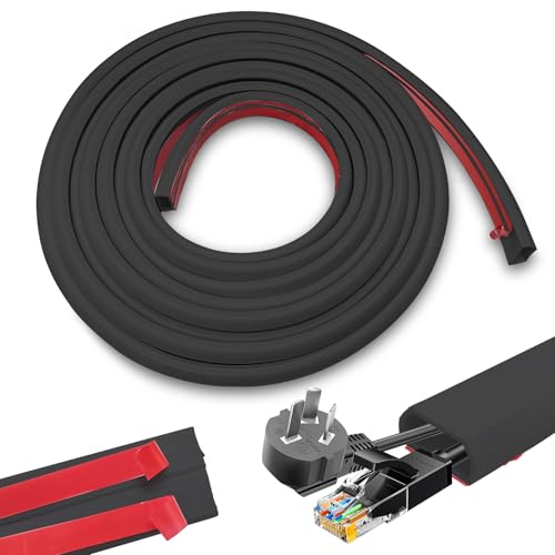Kabelkanal Boden 25mm x 14mm, 6 Meter Kabelbrücke Boden Selbstklebend, Flexibler PVC Bodenkabelschutz, Kabelabdeckung zum Verstecken eines Netzkabels, Lautsprecher- oder TV-Kabel, Schwarz Kabelkanal Boden 25mm x 14mm, 6 Meter Kabelbrücke Boden Selbstklebend, Flexibler PVC Bodenkabelschutz, Kabelabdeckung zum Verstecken eines Netzkabels, Lautsprecher- oder TV-Kabel, Schwarz von YushengTai