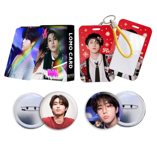 Stray Kids Album Photocards 30 PCS Stray Kids Laser Card 2 pcs Album Stray Kids Button Pins 1 pcs Stray Kids ID Card Holder (Han) von Yuto