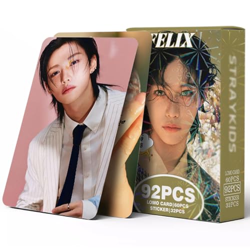 Stray Kids Photocards 92 PCS Stray Kids Hollow Photo Cards Stray Kids Lomo Card Gift Lomo Cards Merch for Stray Kids Boys and Girls (Felix) von Yuto