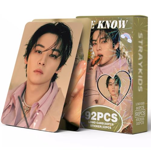 Stray Kids Photocards 92 PCS Stray Kids Hollow Photo Cards Stray Kids Lomo Card Gift Lomo Cards Merch for Stray Kids Boys and Girls (Lee Know) von Yuto