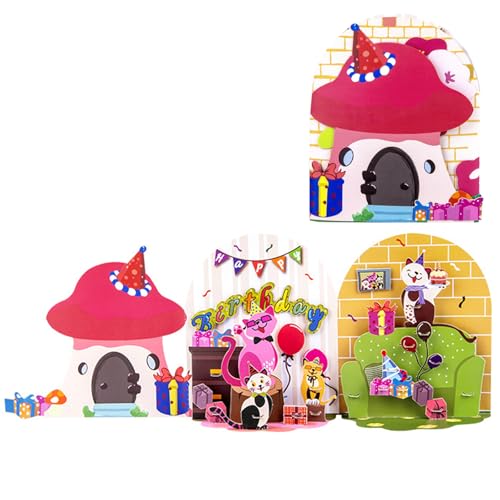 Yuto Pop-Up-Karte "Happy Birthday", 3D-Grußkarte, Geschenk für Tiere, Mutter, Schwester, Frauen, Oma, Stiefmutter, Tante, Tochter, inklusive Umschlag und Nachricht (Katze) von Yuto
