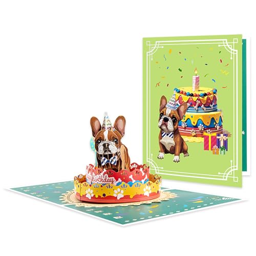 Yuto Pop-Up-Karte "Happy Birthday", 3D-Grußkarte, Geschenk für Tiere, Mutter, Schwester, Frauen, Oma, Stiefmutter, Tante, Tochter, inklusive Umschlag und Nachricht (französische Bulldogge) von Yuto