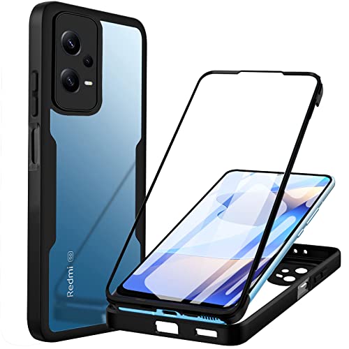 Hülle Kompatibel mit Redmi Note 12 Pro Plus 5G 360 Grad Stoßfest Schutzhülle Rundumschutz Case mit Eingebautem Displayschutz Robust Bumper Durchsichtig Handyhülle für Redmi Note 12 Pro+ 5G- Schwarz von Yutwo