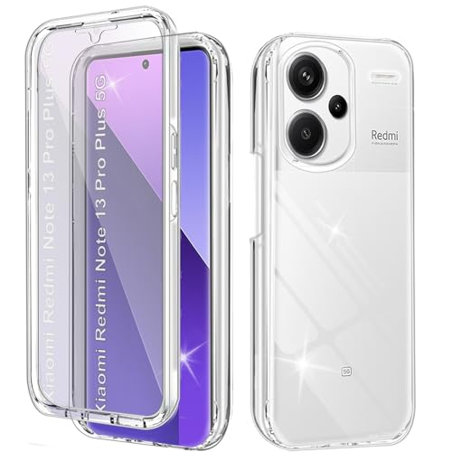 Hülle Kompatibel mit Redmi Note 13 Pro Plus 5G 360 Grad Stoßfest Schutzhülle Rundumschutz Case mit Eingebautem Displayschutz Robust Bumper Durchsichtig Handyhülle für Redmi Note 13 Pro+ 5G, Clear von Yutwo