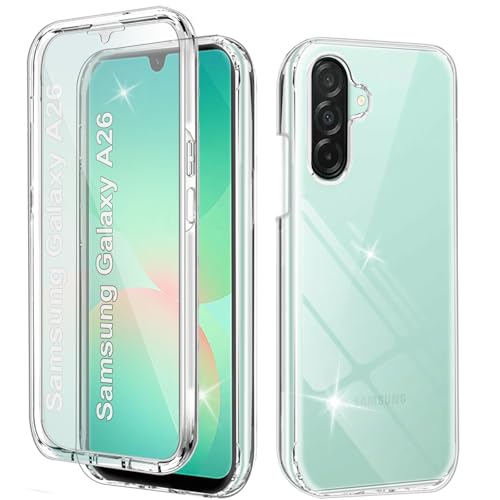 Hülle Kompatibel mit Samsung A26 5G 360 Grad Stoßfest Schutzhülle Rundumschutz Cover Case mit Eingebautem Displayschutz Robust TPU Bumper Durchsichtig Handyhülle für Samsung Galaxy A26 5G, Clear von Yutwo
