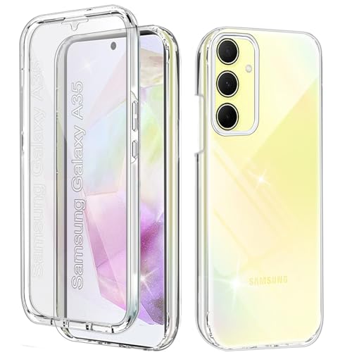 Hülle Kompatibel mit Samsung A35 5G 360 Grad Stoßfest Schutzhülle Rundumschutz Cover Case mit Eingebautem Displayschutz Robust TPU Bumper Durchsichtig Handyhülle für Samsung Galaxy A35 5G, Clear von Yutwo