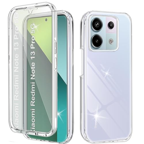 Hülle für Redmi Note 13 Pro 5G (Nicht für Note 13 Pro 4G) 360 Grad Stoßfest Schutzhülle Rundumschutz Case mit Eingebautem Displayschutz Robust Durchsichtig Handyhülle für Redmi Note 13 Pro 5G, Clear von Yutwo