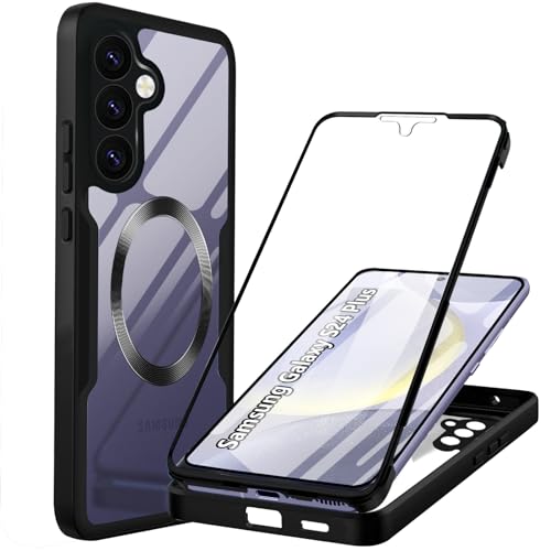 Magnetic Hülle Kompatibel mit Samsung Galaxy S24 Plus 360 Grad Schutz mit Eingebautem Displayschutz Stoßfest Schutzhülle Silikon Bumper Cover Clear Magnetisch Handyhülle für Samsung S24 Plus, Schwarz Magnetic Hülle Kompatibel mit Samsung Galaxy S24 Plus 360 Grad Schutz mit Eingebautem Displayschutz Stoßfest Schutzhülle Silikon Bumper Cover Clear Magnetisch Handyhülle für Samsung S24 Plus, Schwarz von Yutwo