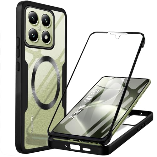 Magnetic Hülle Kompatibel mit Xiaomi 14T 5G 360 Grad Schutz mit Eingebautem Displayschutz Stoßfest Schutzhülle Silikon Bumper Cover Transparent Clear Magnetisch Handyhülle für Xiaomi 14T 5G,Schwarz Magnetic Hülle Kompatibel mit Xiaomi 14T 5G 360 Grad Schutz mit Eingebautem Displayschutz Stoßfest Schutzhülle Silikon Bumper Cover Transparent Clear Magnetisch Handyhülle für Xiaomi 14T 5G,Schwarz von Yutwo