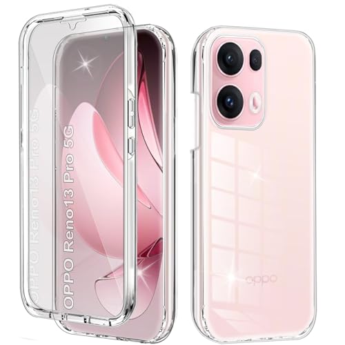 Schutzhülle für OPPO Reno13 Pro 5G stoßfeste Schutzhülle für 360 Grad mit integriertem Displayschutz Rugged Transparent Full Body Schutzhülle Transparent TPU Cover für OPPO Reno13 Pro, Clear von Yutwo