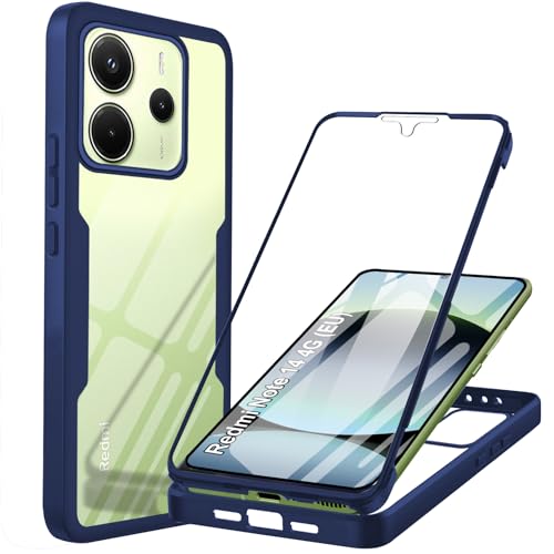 Hülle Kompatibel mit Xiaomi Redmi Note 14 4G (EU) 360 Grad Stoßfest Schutzhülle Rundumschutz Case mit Eingebautem Displayschutz Robust Bumper Durchsichtig Handyhülle für Redmi Note 14 4G (EU), Blau von Yutwo