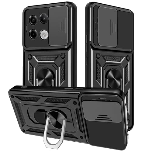 Yutwo Handyhülle für Redmi Note 13 Pro 5G/Poco X6 5G, Hülle für Xiaomi Redmi Note 13 Pro 5G Hülle Kameraschutz Schutzhülle 360 Metall Ring Halter Stoßfest Handyhülle für Xiaomi Poco X6 5G - Schwarz von Yutwo