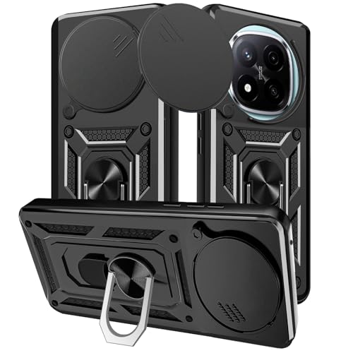 Yutwo Handyhülle für Redmi Note 14 Pro Plus, Hülle für Xiaomi Redmi Note 14 Pro Plus Kameraschutz Schutzhülle 360 Metall Ring Halter Stoßfest Handyhülle für Xiaomi Redmi Note 14 Pro Plus - Schwarz von Yutwo