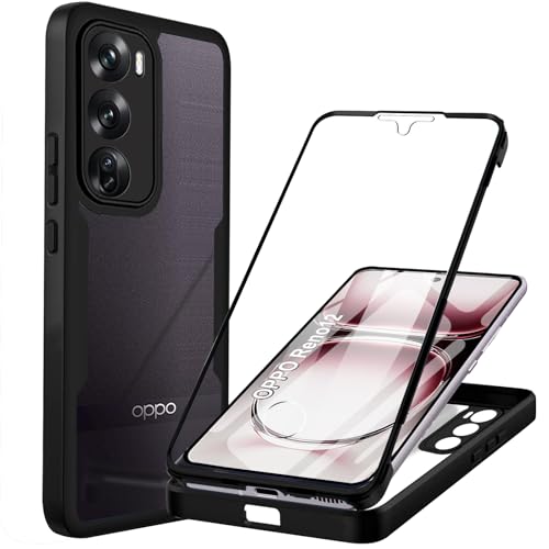 Yutwo Hülle Kompatibel mit Oppo Reno12 Handyhülle 360 Stoßfest Schutzhülle Rundumschutz Cover Case mit Eingebautem Displayschutz Robust Transparent Silicon TPU Handyhülle für Oppo Reno12, Schwarz Yutwo Hülle Kompatibel mit Oppo Reno12 Handyhülle 360 Stoßfest Schutzhülle Rundumschutz Cover Case mit Eingebautem Displayschutz Robust Transparent Silicon TPU Handyhülle für Oppo Reno12, Schwarz von Yutwo