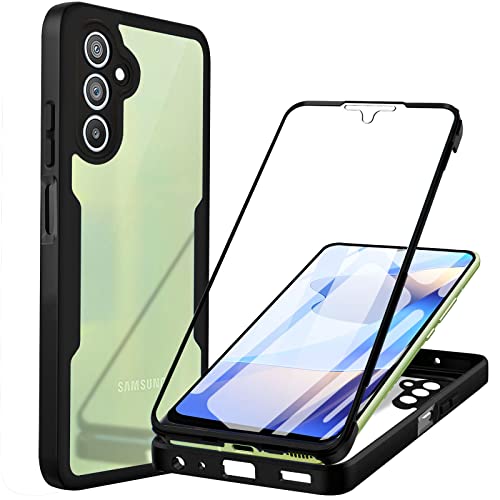 Yutwo Hülle Kompatibel mit Samsung A24 4G 360 Grad Stoßfest Schutzhülle Rundumschutz Cover Case mit Eingebautem Displayschutz Robust Bumper Durchsichtig Handyhülle für Samsung Galaxy A24 4G, Schwarz von Yutwo