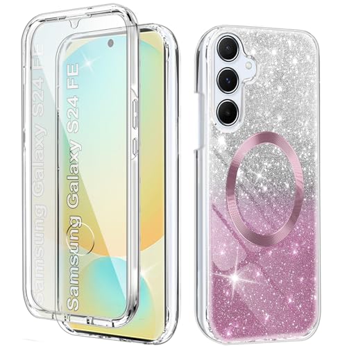 Yutwo Hülle Kompatibel mit Samsung Galaxy S24 FE 360 Grad Stoßfest Schutzhülle Rundumschutz Cover Case mit Eingebautem Displayschutz Robust Bumper Durchsichtig Handyhülle für Samsung S24 FE, Pink Yutwo Hülle Kompatibel mit Samsung Galaxy S24 FE 360 Grad Stoßfest Schutzhülle Rundumschutz Cover Case mit Eingebautem Displayschutz Robust Bumper Durchsichtig Handyhülle für Samsung S24 FE, Pink von Yutwo