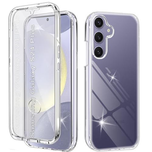 Yutwo Hülle Kompatibel mit Samsung Galaxy S24 Plus 360 Grad Stoßfest Schutzhülle Rundumschutz Cover Case mit Eingebautem Displayschutz Robust Bumper Durchsichtig Handyhülle für Galaxy S24 Plus, Clear von Yutwo