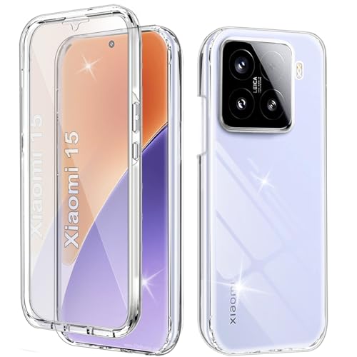 Yutwo Hülle Kompatibel mit Xiaomi 15 360 Grad Stoßfest Schutzhülle Rundumschutz Cover Case mit Eingebautem Displayschutz Robust Bumper Durchsichtig Handyhülle für Xiaomi 15, Clear von Yutwo