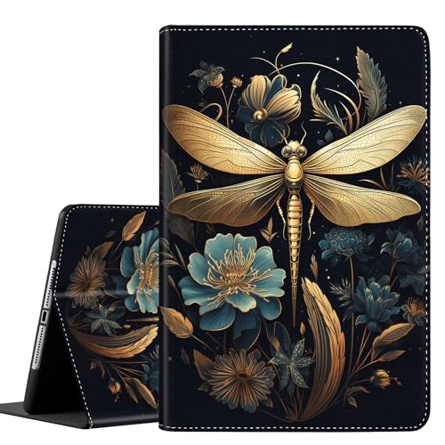 Schutzhülle für iPad (A16) 11. Generation 2025, iPad 10. Generation 2022, 10,9 Zoll, Multi-Winkel-Ständer, Smart-Cover, stoßfest, mit automatischer Wake/Sleep-Funktion, Libellenkunst von Yuxcfhjfe