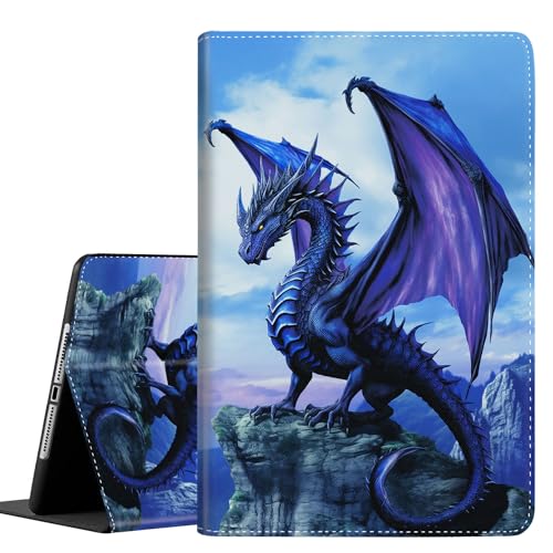 Schutzhülle für iPad (A16) 11. Generation 2025, iPad 10. Generation 2022, 10,9 Zoll, Multi-Winkel-Ständer, Smart-Cover, stoßfest mit automatischer Wake/Sleep-Funktion, blauer Drache von Yuxcfhjfe