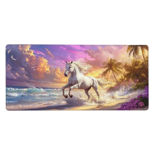 Gaming Mauspad XXL Strand 1000x500x3 mm,Mauspad Pferd Schreibtischunterlage Vernähte Kanten,Mousepad Wasserdicht Anti-Rutsch Verbessert Präzision und Geschwindigkei,Desk Mat für Deko Geschenke-X11050 Gaming Mauspad XXL Strand 1000x500x3 mm,Mauspad Pferd Schreibtischunterlage Vernähte Kanten,Mousepad Wasserdicht Anti-Rutsch Verbessert Präzision und Geschwindigkei,Desk Mat für Deko Geschenke-X11050 von Yuxeawue