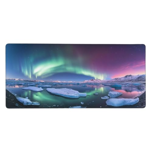 Mousepad XXL Gletscher,Aurora Mauspad groß 700x400x3 mm mit Motiv, Gaming Mauspad mit Rutschfeste Gummibasis, Schreibtischunterlage Vernähte Kanten, Desk Mat für Gaming und Büro, Deko Geschenke-X1384 Mousepad XXL Gletscher,Aurora Mauspad groß 700x400x3 mm mit Motiv, Gaming Mauspad mit Rutschfeste Gummibasis, Schreibtischunterlage Vernähte Kanten, Desk Mat für Gaming und Büro, Deko Geschenke-X1384 von Yuxeawue