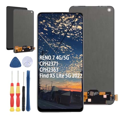 Yuxyiony Neuer LCD Bildschirm Ersatz für Oppo Reno 7 4G 5G CPH2371 CPH2363/ Find X5 Lite 5G 2022 LCD Display Touch Screen Reparaturteile mit Werkzeug. von Yuxyiony