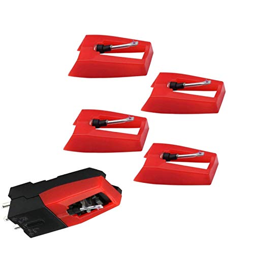 Universal-Plattenspieler-Nadel für Plattenspieler, Ersatznadel mit Keramik-Rubin-Spitze für ION Crosley Victrola Pyle Phonograph Vinyl LP Player 5 Stück (rot) von Ywhomal
