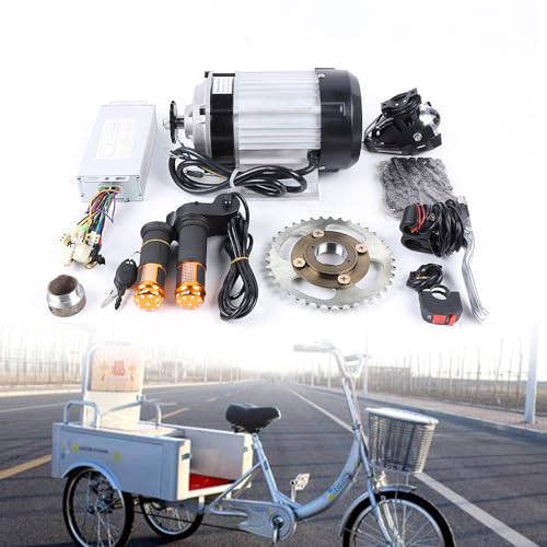 48V 500W/750W E Bike Umbausatz, Bürstenloses Motor-Kit, Elektromotor Umbausatz, mit LED Scheinwerfer und Freilaufadapter, für Dreirad, Rikscha, Dreirädriges Fahrrad (750W) von YyanLAK