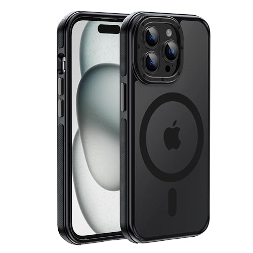 Yzoiko Starke magnetische Schutzhülle für iPhone 14 Pro [3 m Schutz in Militärqualität], kompatibel mit MagSafe-Schutzhülle, stoßfest, dünn, 15,5 cm (6,1 Zoll), 14 Pro Handyhülle, schwarzer Bumper von Yzoiko