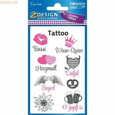 10 x Z-Design Creativ Tattoos Frauensprüche 8 Motive pink/grau 8 Stück von Z-Design