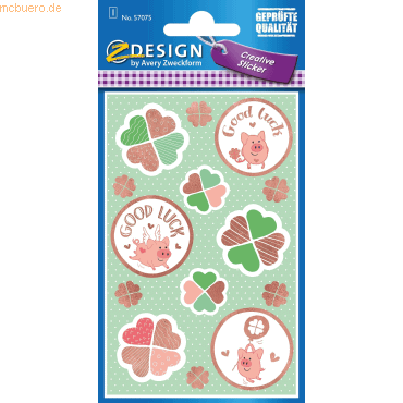 10 x Z-Design Creative Papier-Sticker Good Luck 14 Stück bunt 1 Bogen von Z-Design