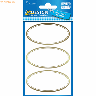 10 x Z-Design Einmachetikett Papier 6 Etiketten Motiv oval gold 10 x Z-Design Einmachetikett Papier 6 Etiketten Motiv oval gold von Z-Design
