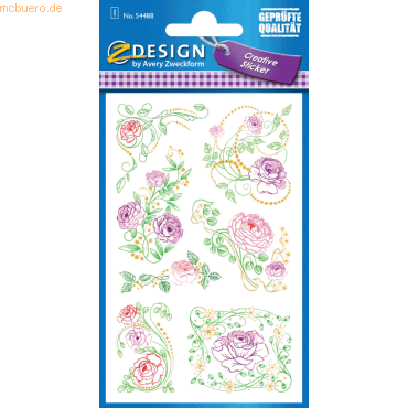 10 x Z-Design Flower Sticker rose geprägt Papier 7Motive bunt 1 Blatt 10 x Z-Design Flower Sticker rose geprägt Papier 7Motive bunt 1 Blatt von Z-Design