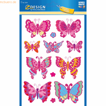 10 x Z-Design Große Sticker -Schmetterlinge- bunt 12 Stück von Z-Design
