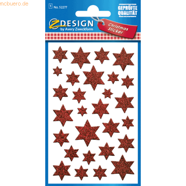 10 x Z-Design Sticker 76x120mm Glamour 1 Bogen Motiv Sterne rot von Z-Design