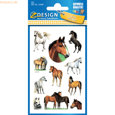 10 x Z-Design Sticker 76x120mm Papier/beglimmert 2 Bogen Motiv Pferde von Z-Design