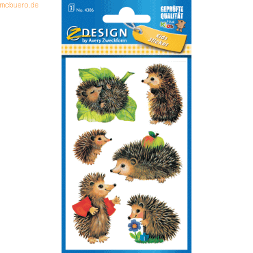 10 x Z-Design Sticker 76x120mm Papier 3 Bogen Motiv Igel von Z-Design