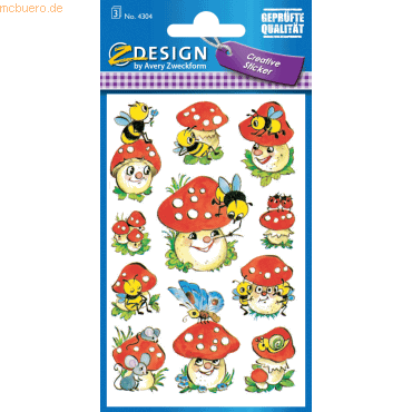 10 x Z-Design Sticker 76x120mm Papier 3 Bogen Motiv Lustige Pilze von Z-Design