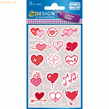 10 x Z-Design Sticker Papier Herzen 2 Bogen von Z-Design