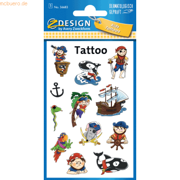 10 x Z-Design Tattoos 76x120mm bunt 1 Bogen Motiv Piraten von Z-Design