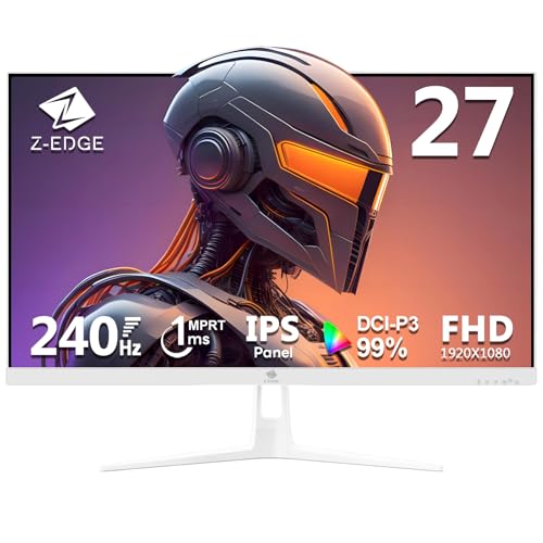 Z-Edge 27 Zoll 240Hz Gaming Monitor IPS 1ms MPRT Full HD LED Monitor, 400cd/m² Helligkeit, HDR10, FreeSync, HDMI & DisplayPort, VESA Kompatibel - Weiß von Z Z-Edge