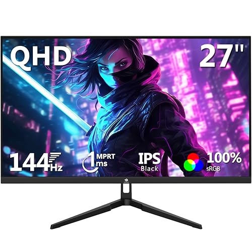 Z-Edge 27 Zoll QHD Gaming Monitor 144Hz(DP) 2K 1ms MPRT 2560x1440 IPS Black, 100% sRGB 16:9 LED Bildschirm, 350cd/m² Helligkeit, FreeSync HDR10, DisplayPort1.4 & HDMI2.0, Unterstützt VESA 100x100mm von Z Z-Edge