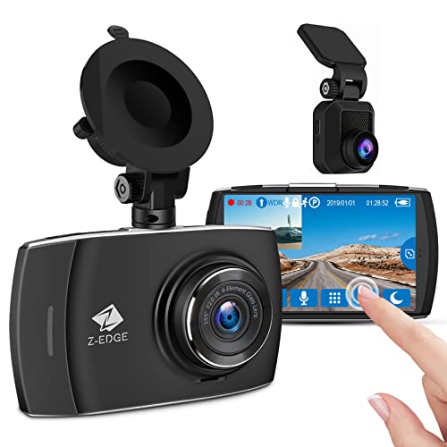 Z-Edge Dual Dashcam 2K 1440P Frontkamera Full HD 1080P Heckkamera, Touchscreen 4,0 Zoll Display, Loop-Aufnahme, WDR, G-Sensor, Parküberwachung, 32GB Speicherkarte Enthalten von Z Z-Edge