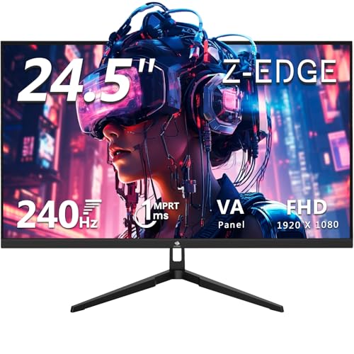Z-Edge Gaming Monitor 24,5 Zoll 240Hz 1ms MPRT Full HD 1080P 16:9 LED Bildschirm VA Panel, 350cd/m² Helligkeit, FreeSync HDR10, DisplayPort1.4 & HDMI2.0, Unterstützt VESA 100x100mm Z-Edge Gaming Monitor 24,5 Zoll 240Hz 1ms MPRT Full HD 1080P 16:9 LED Bildschirm VA Panel, 350cd/m² Helligkeit, FreeSync HDR10, DisplayPort1.4 & HDMI2.0, Unterstützt VESA 100x100mm von Z Z-Edge